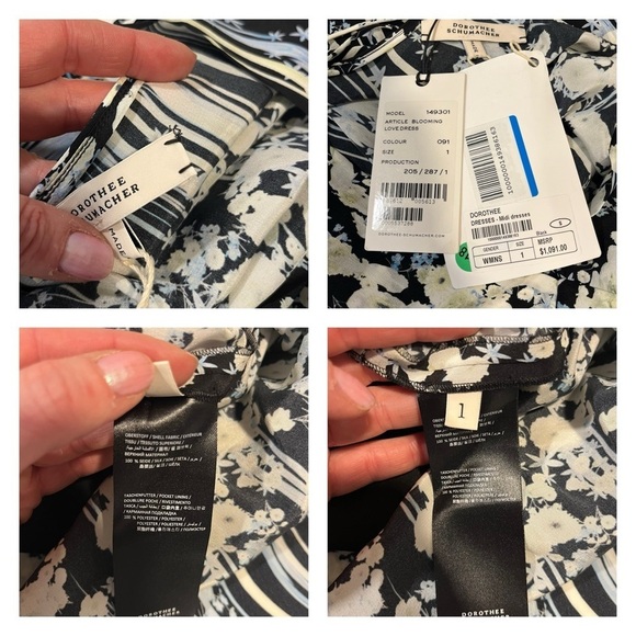 DOROTHY SCHUMACHER Blooming Love Midi Dress Silk Floral Blue White Small NWT - Picture 16 of 16